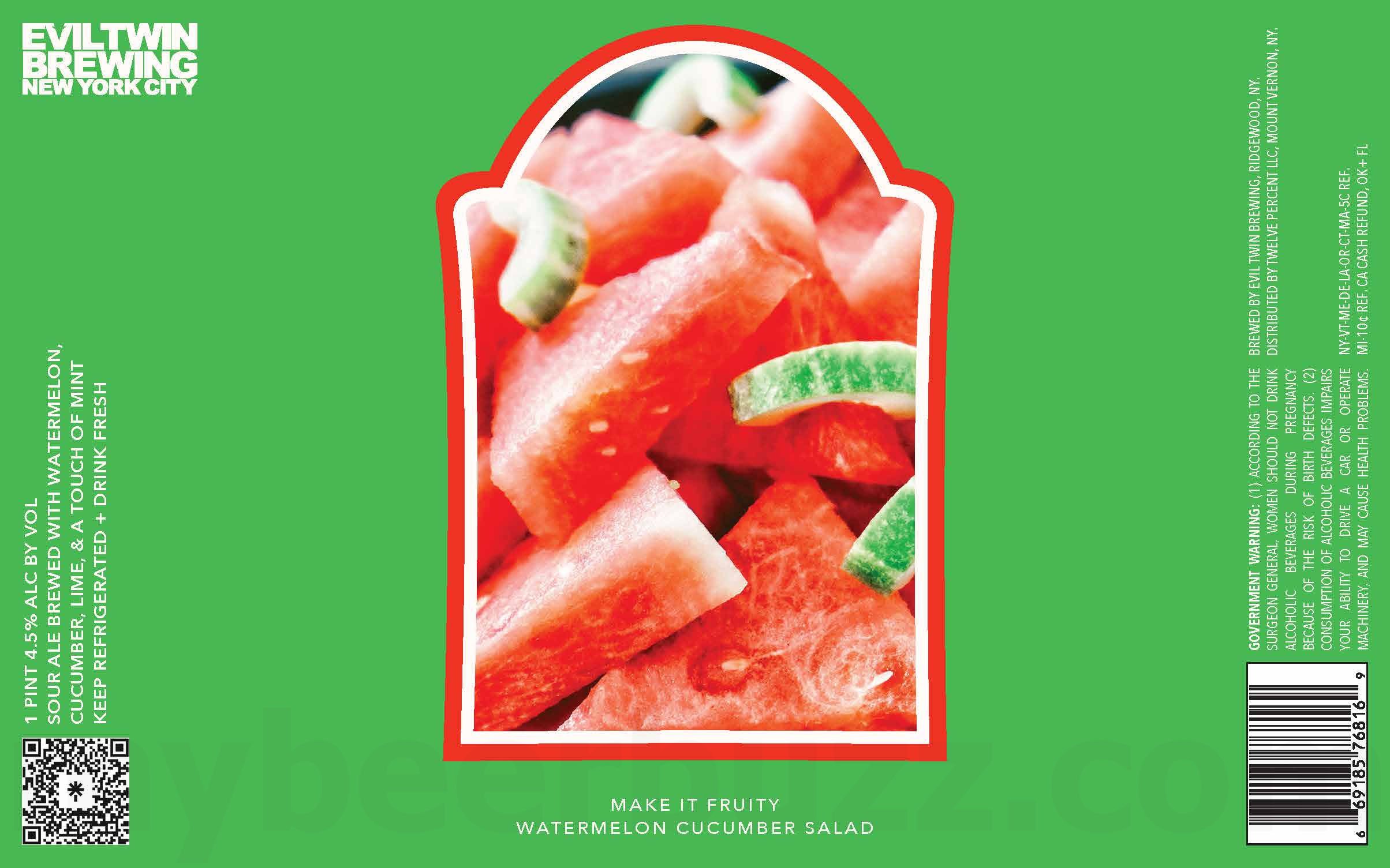 2026 Evil Twin Make It Fruity Watermelon Cucumber Salad 16-oz Cans