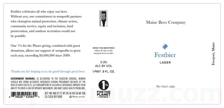 2025 Maine Beer Festbier Lager Bottles