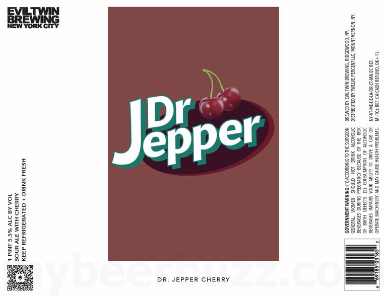2025 Evil Twin Dr Jepper Cherry 16oz Cans.