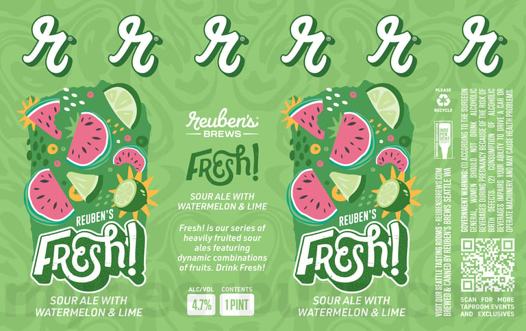 2025 Reuben's brews Fresh! Watermelon & Lime 16oz Cans