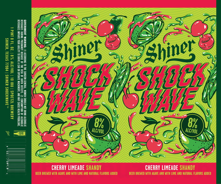2025 Shiner Shock Wave Cherry Limeade Shandy 24oz Cans