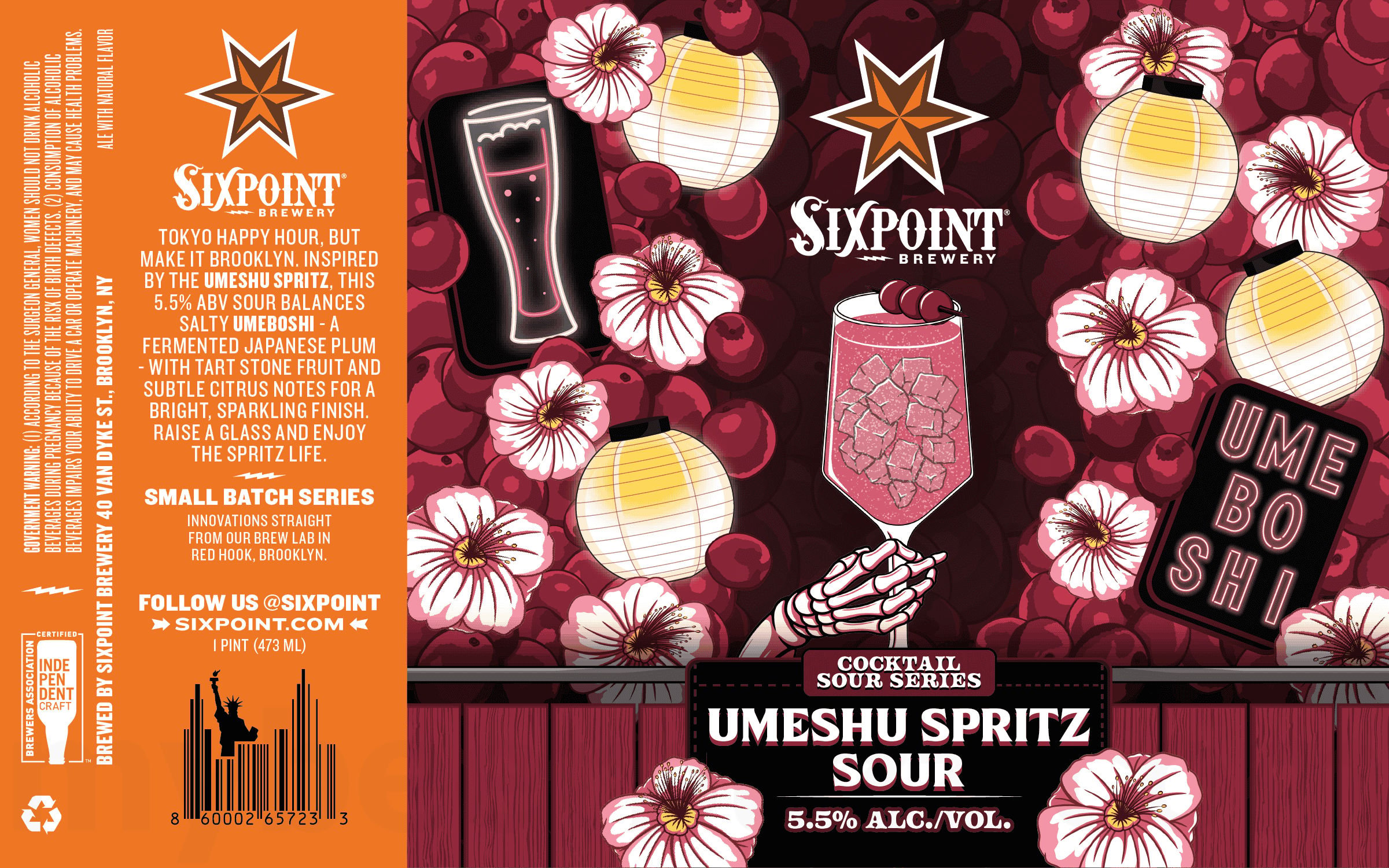 Sixpoint Working On Blueberry Delight Sour Ale, Shiftie, Mango Resin, Pickleback Sour, Cosmopolitan Sour, Umeshu Spritz Sour, Dubai Chocolate Stout & Pineapple Resin Cans 15 2026 Sixpoint Umeshu Spritz Sour 16-oz Cans