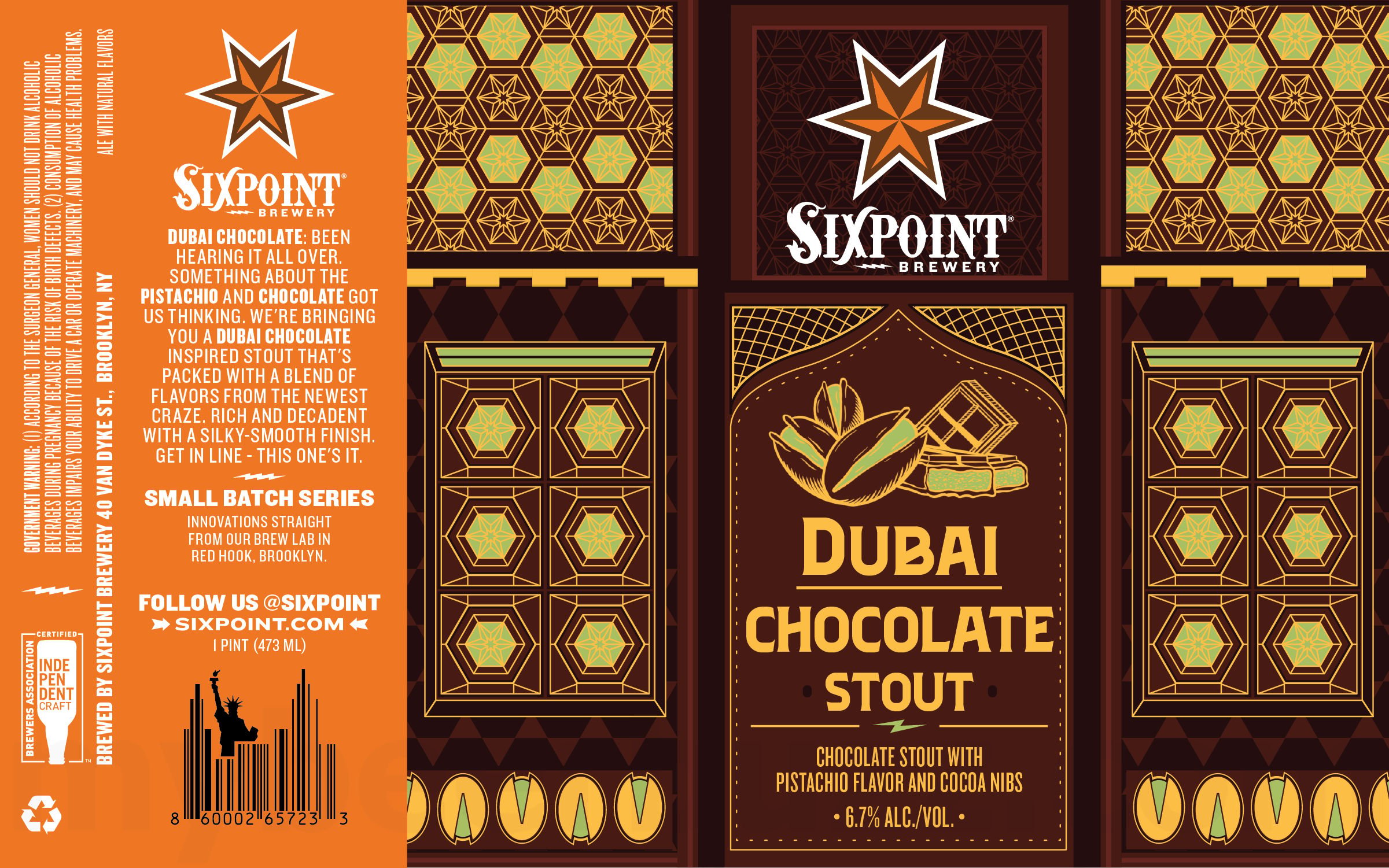 Sixpoint Working On Blueberry Delight Sour Ale, Shiftie, Mango Resin, Pickleback Sour, Cosmopolitan Sour, Umeshu Spritz Sour, Dubai Chocolate Stout & Pineapple Resin Cans 14 2026 Sixpoint Dubai Chocolate Stout 16-oz Cans