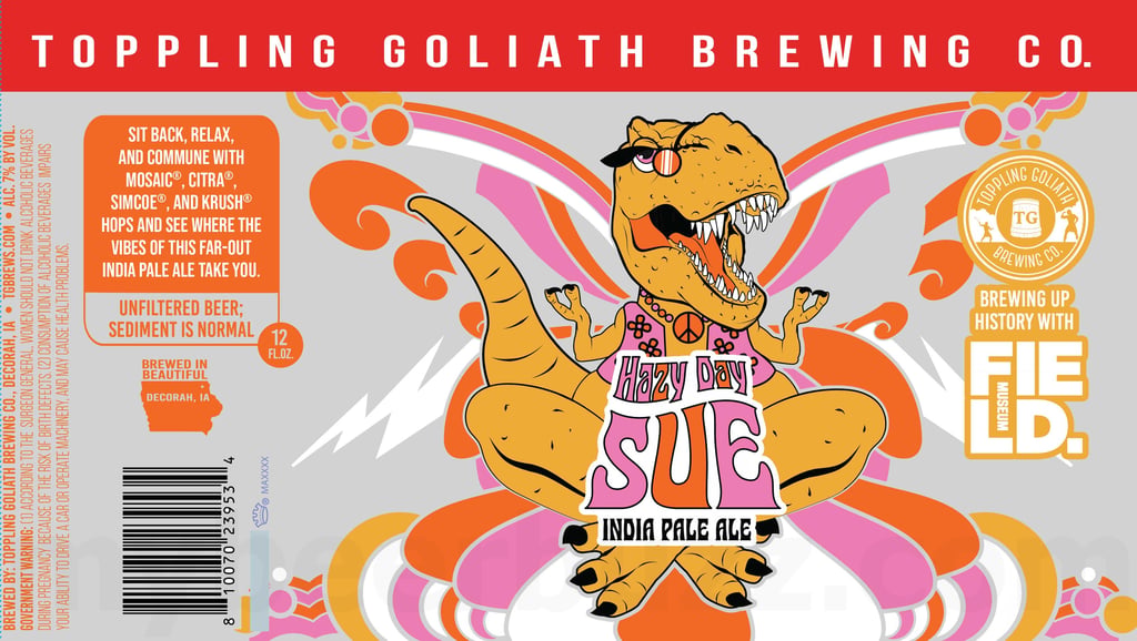 Toppling Goliath Working On Hazy Day Sue IPA Cans