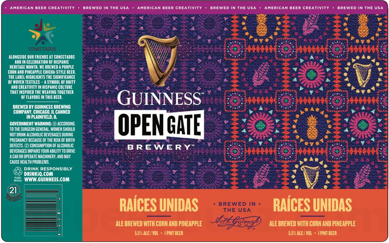 Guinness Open Gate Raíces Unidas 16oz Cans