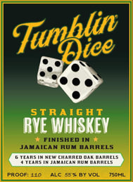 Proof And Wood Ventures Tumblin’ Dice Straight Rye Whiskey Finished In Jamaican Rum Barrels