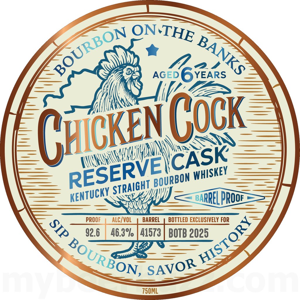 Grain And Barrel Spirits Chicken Cock Bourbon On The Banks Reserve Cask Kentucky Straight Bourbon Whiskey Barrel Proof