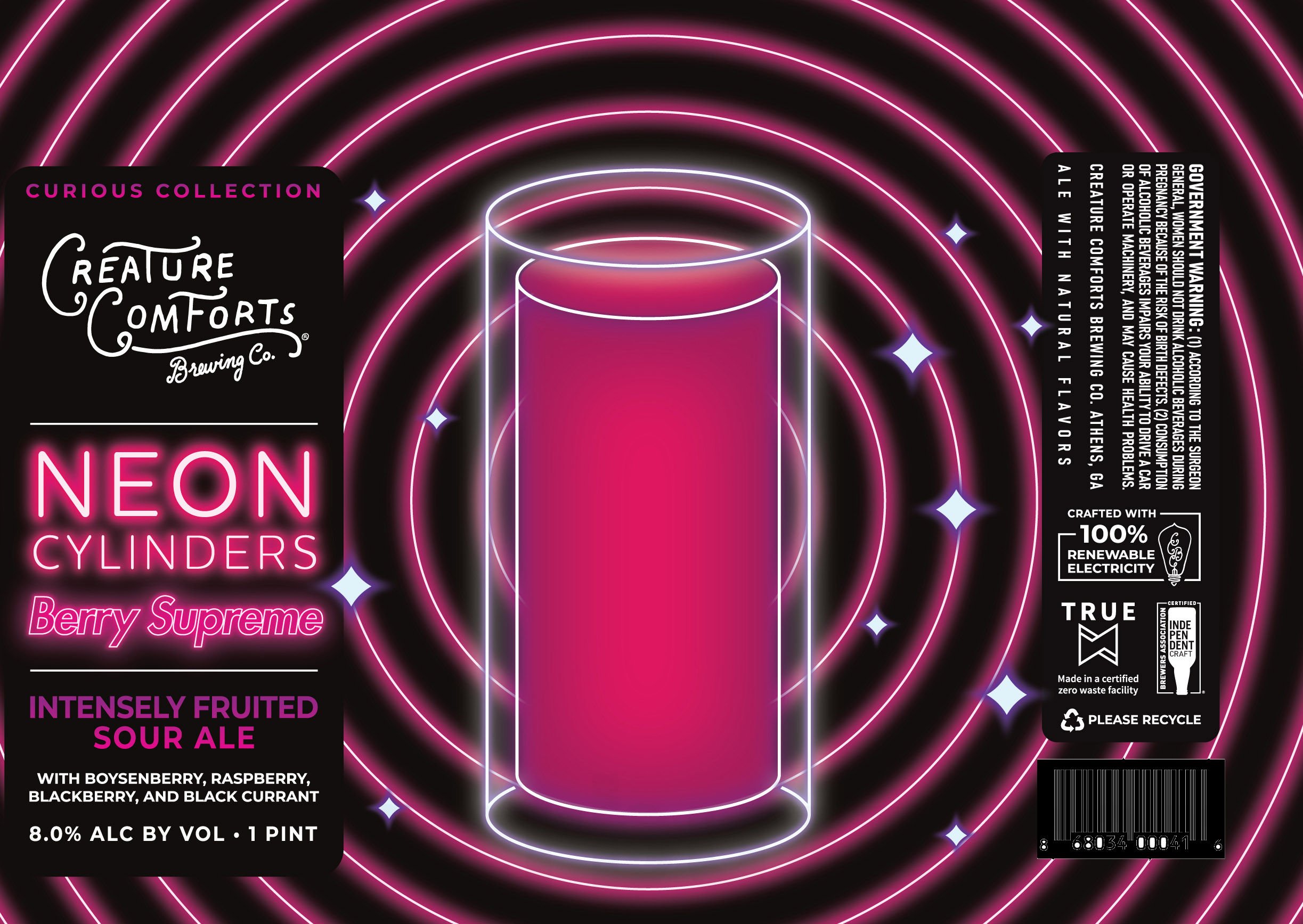 2026 Creatue COmforts Neon Cylinders Berry Supreme 16-oz Cans