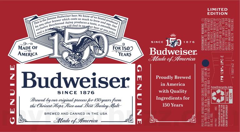 2025 Budweiser 150th Anniversary 12-oz Cans