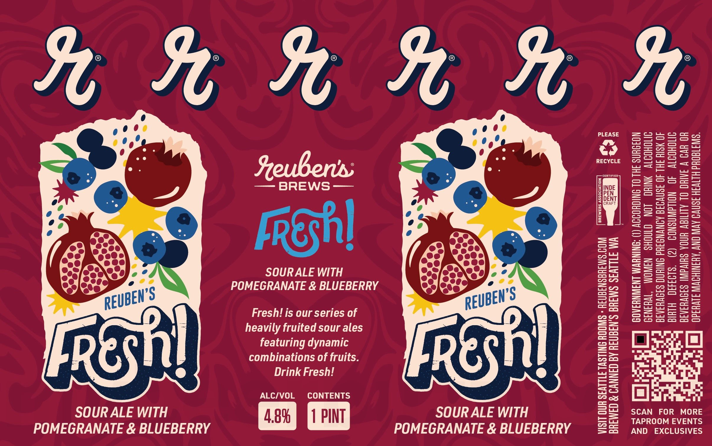 2025 Reuben's Brews Fresh! Pomegranate Blueberry 16-oz Cans