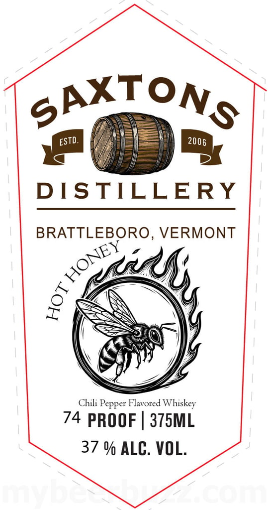 Saxtons River Distillery Hot Honey Chili Pepper Flavored Whiskey