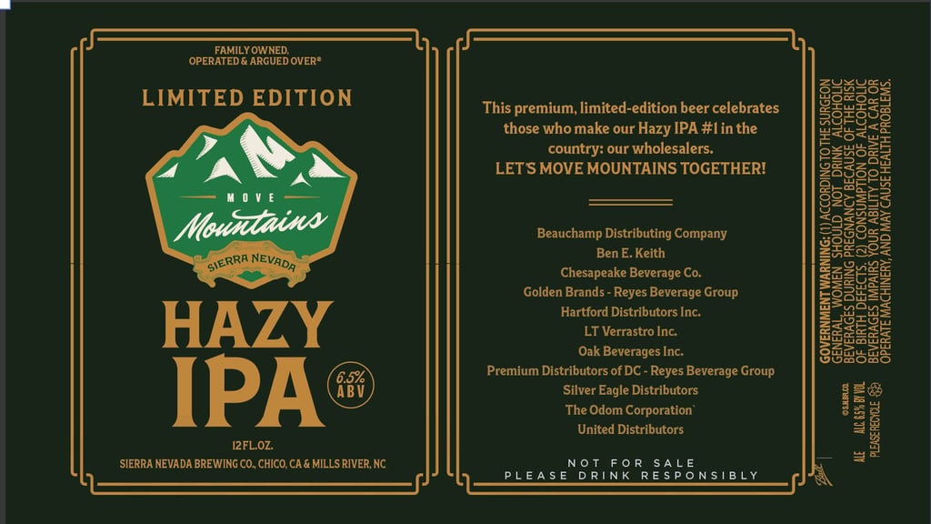Sierra Nevada Adding Move Mountains Limited Edition Hazy IPA