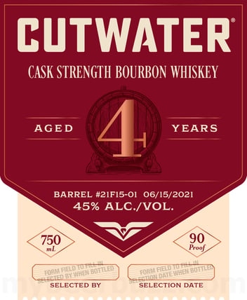 2025 Cutwater Spirits Cash Strength 4 Year Bourbon Whiskey 750ml Bottle