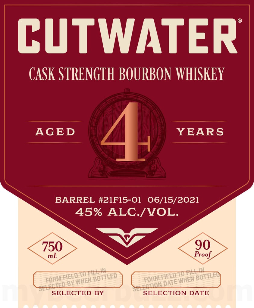Cutwater Spirits Cash Strength 4 Year Bourbon Whiskey