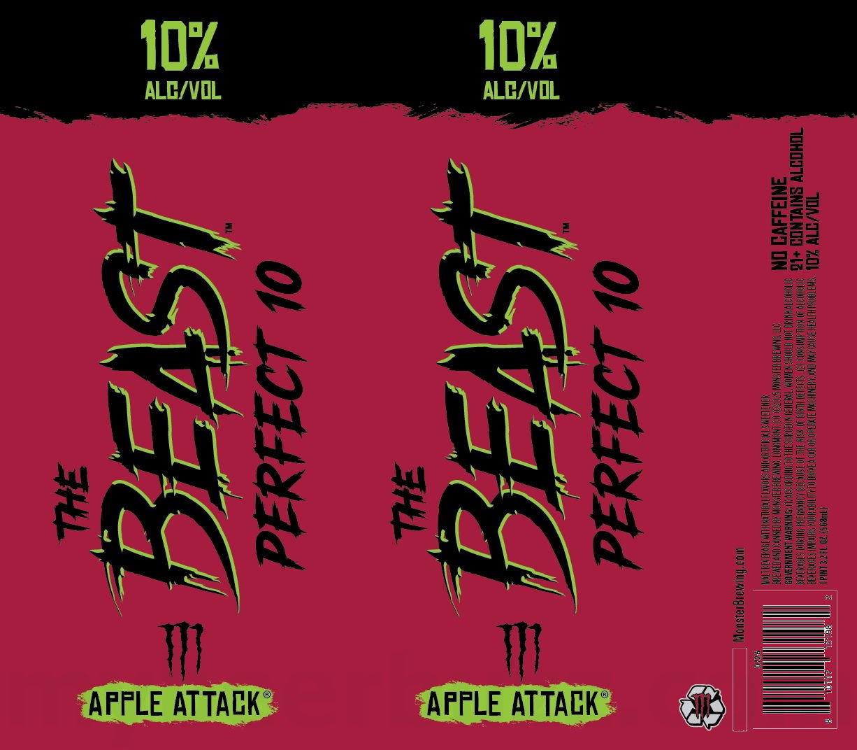 2026 Monster Brewing The Beast Perfect 10 Apple Attack 19.2-oz cans.