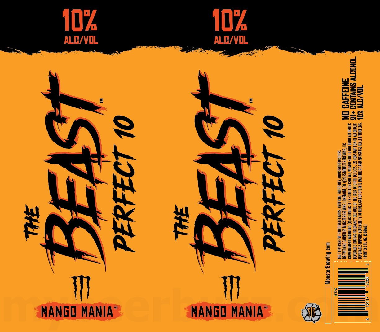 2026 Monster Brewing The Beast Perfect 10 Mango Mania 19.2-oz Cans