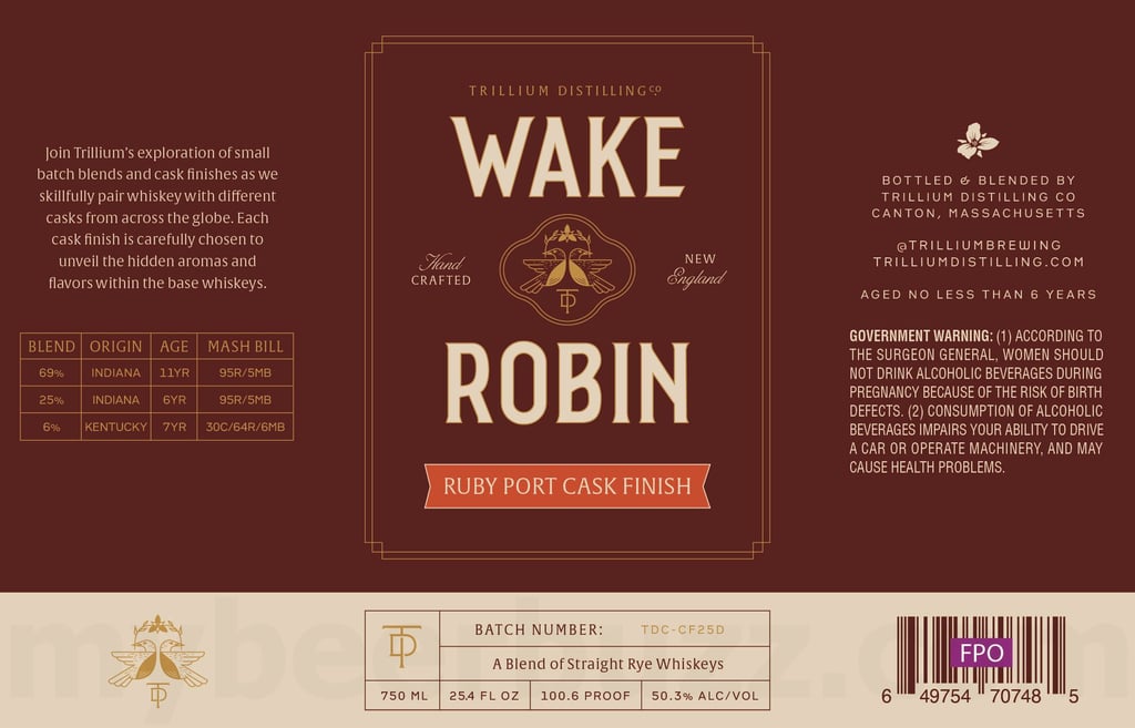 Trillium Distilling Wake Robin Ruby Port Cask Finish