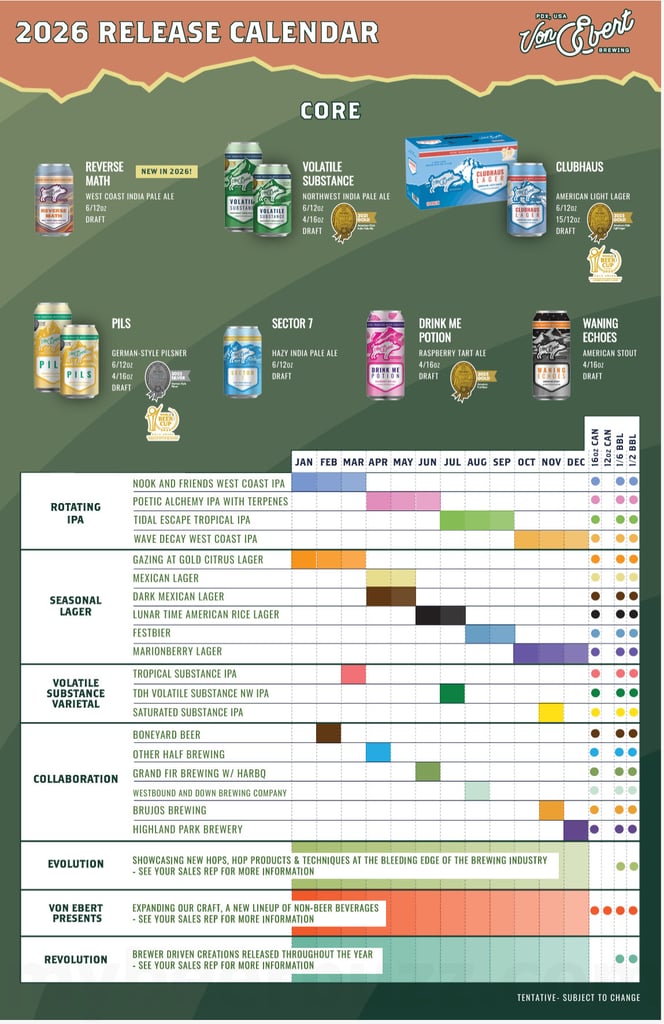 Von Ebert Brewing Releases 2026 Beer Calendar