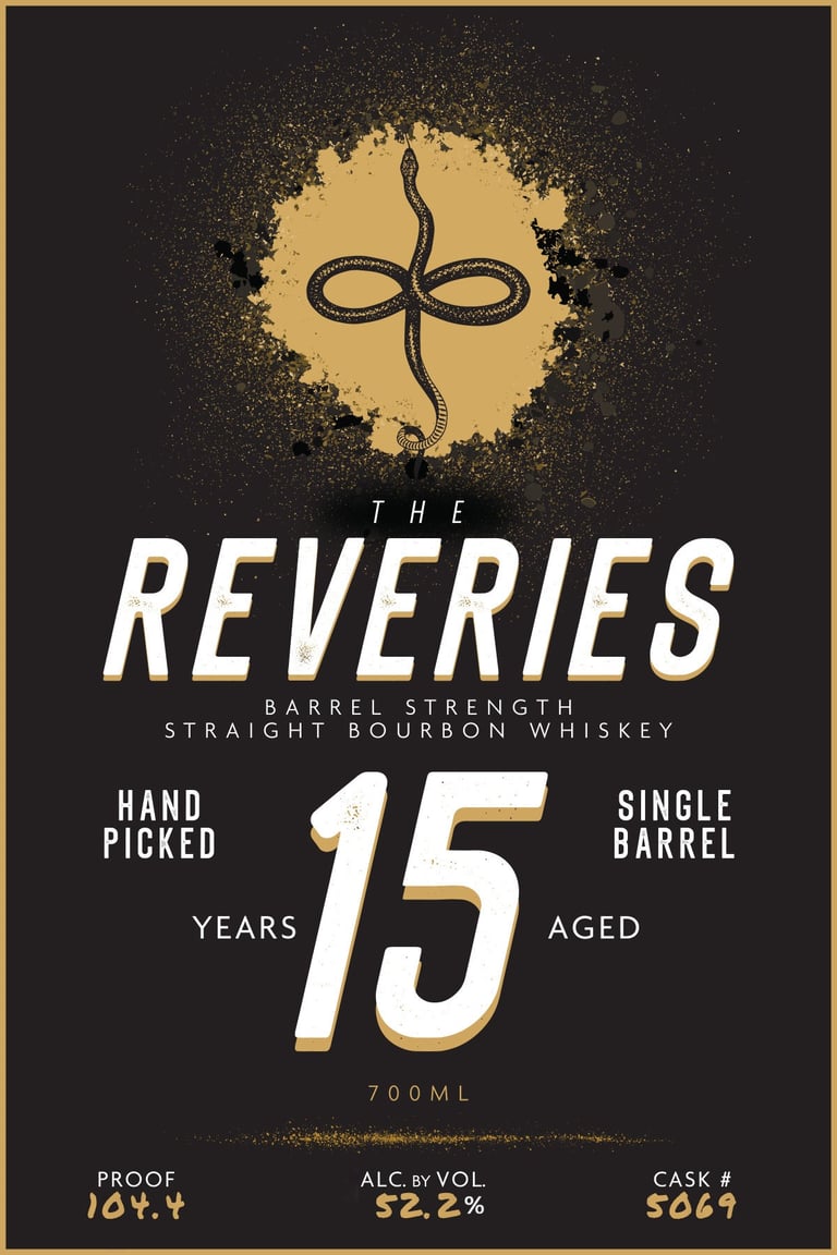 2025 The Reveries Hand-Picked Single Barrel 15 Year Barrel Strength Straight Bourbon Whiskey 700ml Bottles