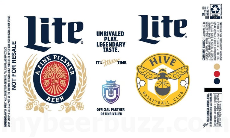 2025 Miller Lite Unrivaled Basketball League 16-oz Cans