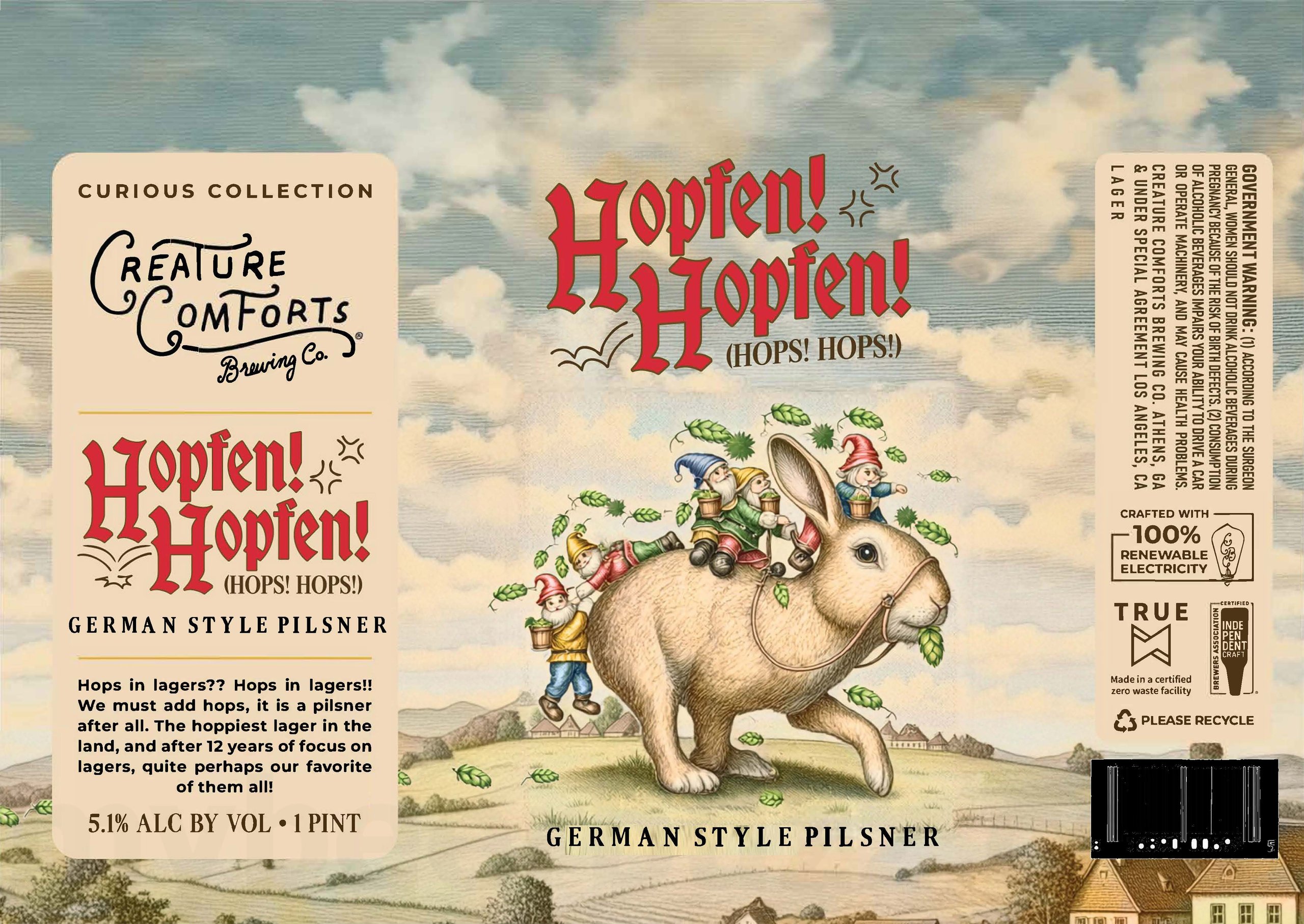2026 Creature Comforts Hopfen! Hopfen! Hops! Hops! 16-oz Cans