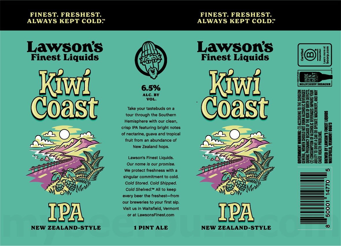 Lawson's Finest Liquids Adding Lager, Sip'n Non-Alcoholic IPA, Kiwi Coast, Way West IPA & Easy Sip IPA Cans 12 Lawsons Kiwi Coast