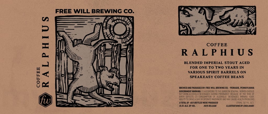 Free Will Brewing Vanilla Ralphius, Coffee Ralphius, A. Smith Bowman Bourbon Barrel / J. Reiger Bourbon Barrel Aged Ralphius, Beadhead, Punk Pig Ale & Haven