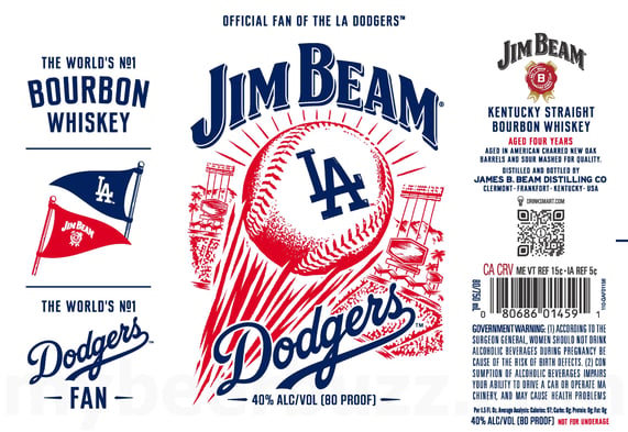2025 Jim Beam LA Dodgers 750ml Bottles