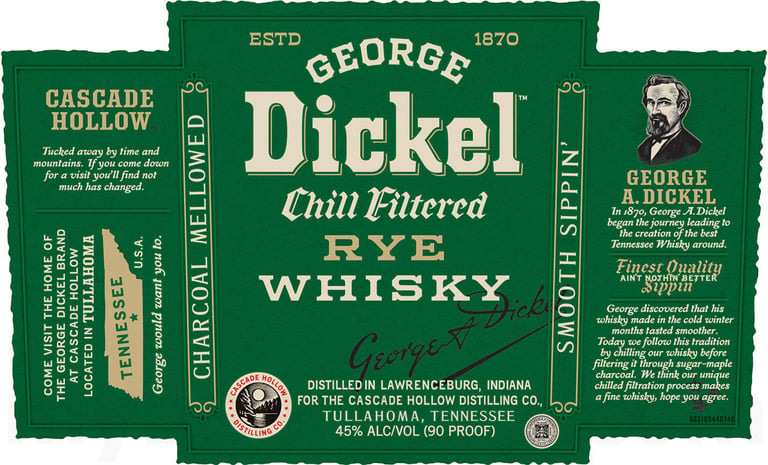 2025 George Dickel Chill Filtered Rye Whiskey 750ml Bottles