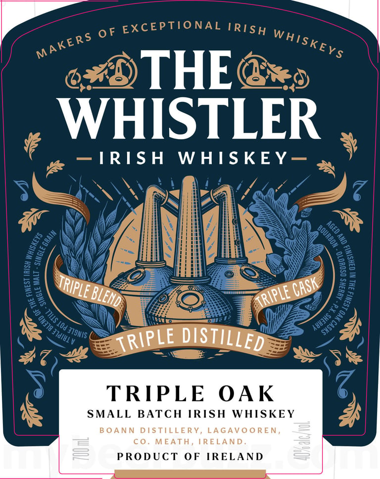 2025 The Whistler Triple Oak Small Batch Irish Whiskey 700ml Bottles