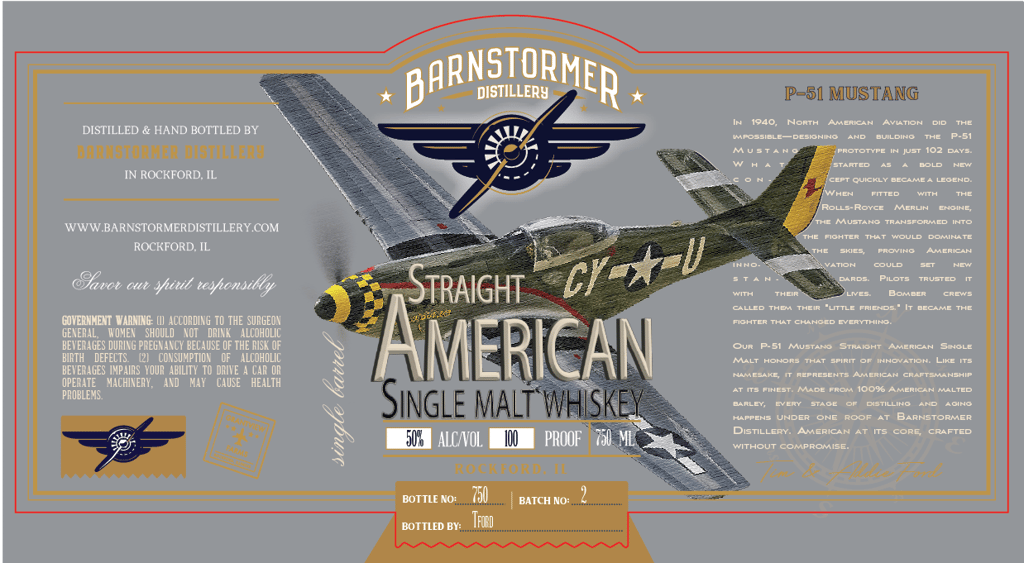 Barnstorm Distillery P51 Mustang Straight American Single Malt Whiskey
