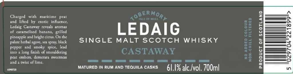 Ledaig Castaway Single Malt Scotch Whiskey Matured In Rum and Tequila Casks