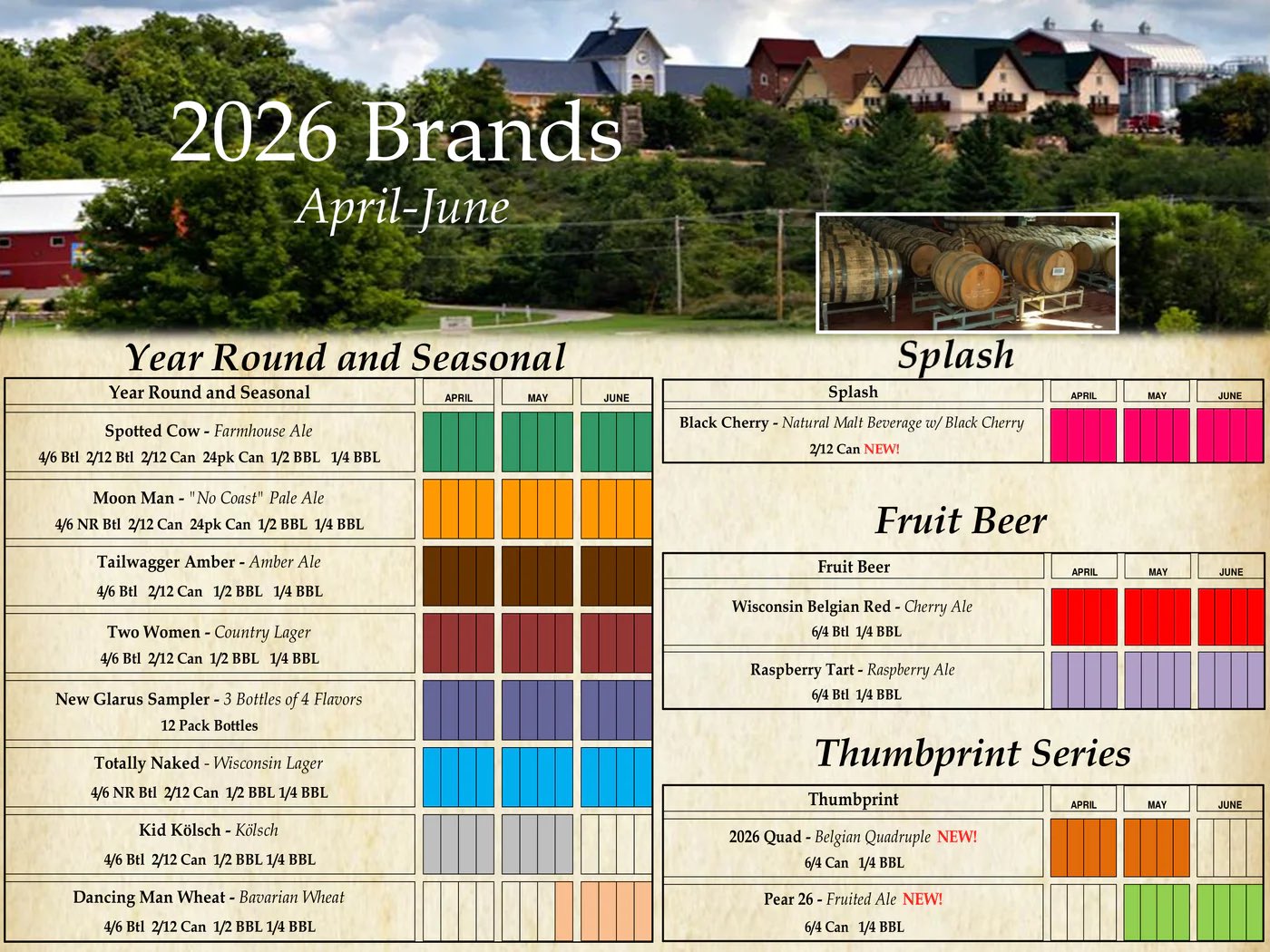 New Glarus 2026 April - June Release Calendar