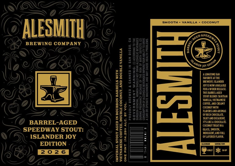 2026 AleSmith Barrel-Aged Speedway Stout Islander Joy Edition 16-oz Cans