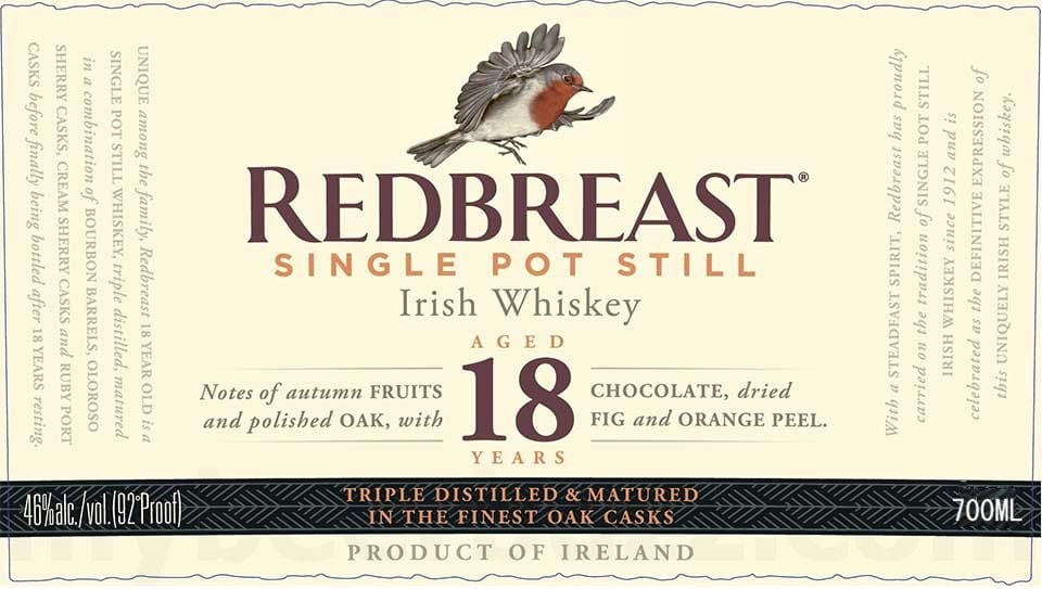 Redbreast Single Pot Still 18 Year Irish Whiskey