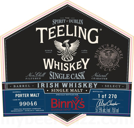 2026 Teeling Whiskey Single Cask Porter Malt Irish Whiskey 750ml Bottles