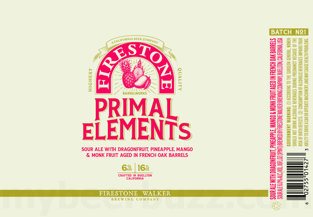 Firestone Walker Barrelworks Prepares New Primal Elements Sour Ale Featuring Dragonfruit, Pineapple, Mango & Monk Fruit