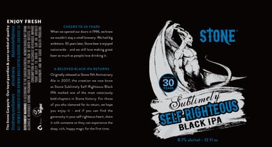 Stone Brewing Brings Back Sublimely Self‑Righteous Black IPA in New 30th Anniversary Packaging