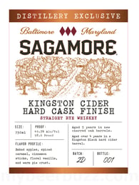 Sagamore Spirits Kingston Cider Hard Cask Finish Distillery Exclusive Straight Rye Whiskey