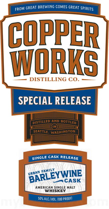 Copperworks Distilling Company Special Release Urban Family Barleywine Cask American Single Malt Whiskey 700ml Bottles