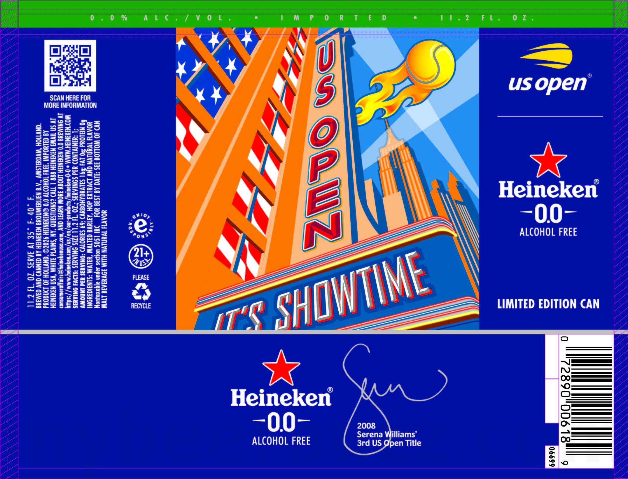 2026 Heineken 0.0 US Open 12-oz Can