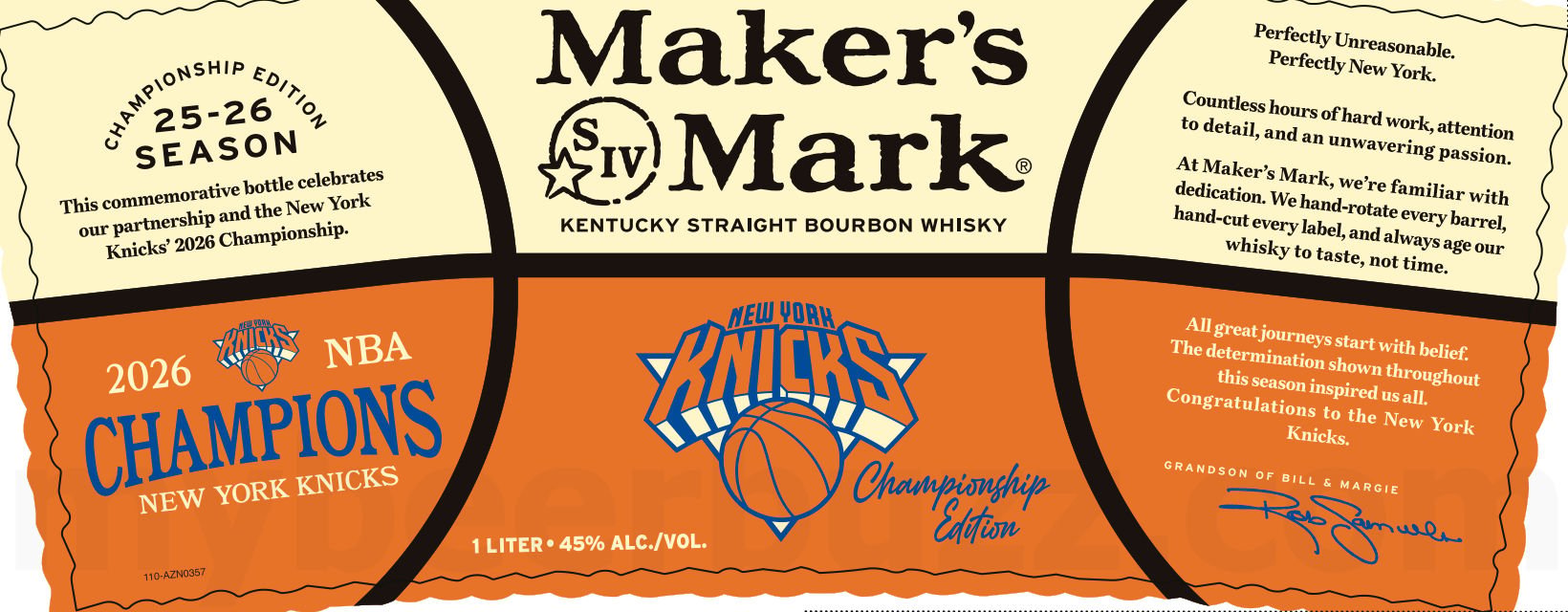 Maker’s Mark Gold Label Kentucky Straight Bourbon Whiskey / 2026 NBA Champions New York Knicks 8 apostMBB 160