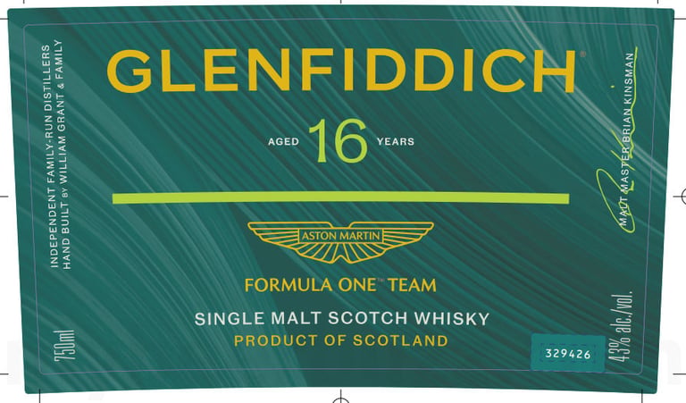 Glenfiddich 16 Year Aston Martin Formula One Team Single Malt Scotch Whiskey 750ml Bottles