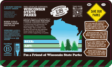 Lakefront Brewery Launches Partnership With Friends Of Wisconsin State Parks With A “Parks Crowler” Fundraising Campaign
