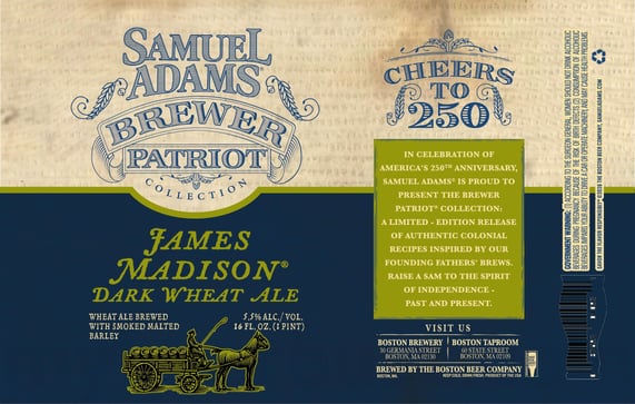 2026 Samuel Adams Brewer Patriot Collection James Madison Dark Wheat Ale 16-oz Cans