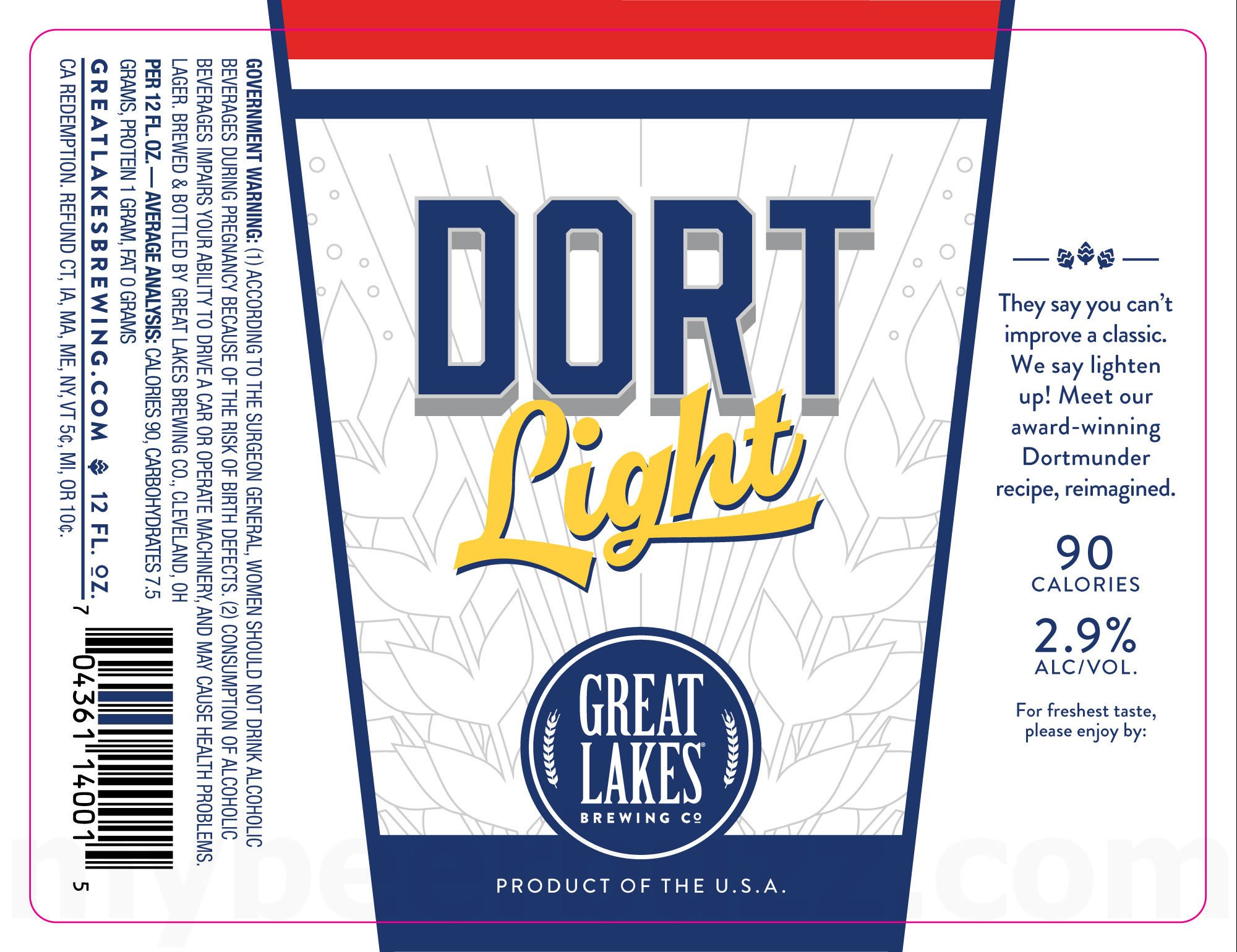 2026 Great Lakes Dort Light 12-oz Bottles.