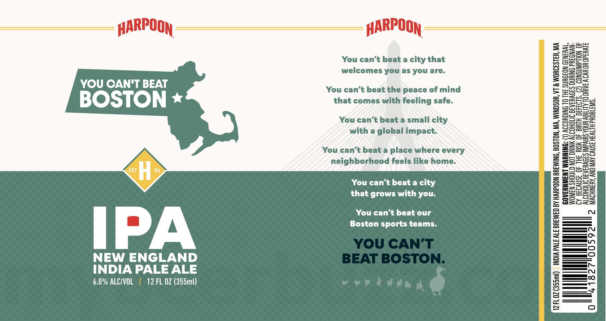 Harpoon Brewery Introduces “You Can’t Beat Boston” IPA as the Official Beer of New Citywide Campaign 8 2026 Harpoon You Can't Beat Boston 12-oz Cans