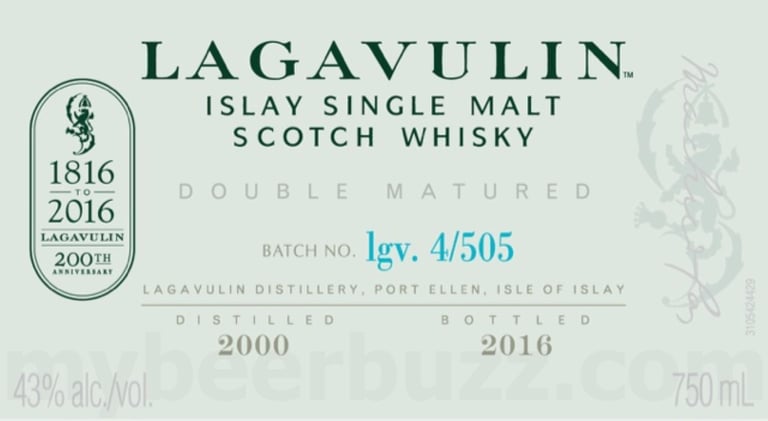 Lagavulin 200th Anniversary Double Matured 16 Year Islay Single Malt Scotch Whiskey 750ml Bottles