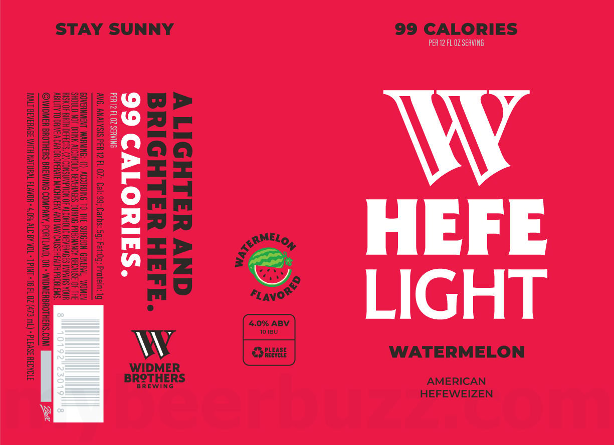 Widmer Brothers Packaging Updates Continue With Deadlift 19.2-oz Cans, Hefe Light Watermelon & Hefeweizen 40th Anniversary Edition 10 2026 Widmer Brothers Hefe Light Watermelon 16-oz Cans