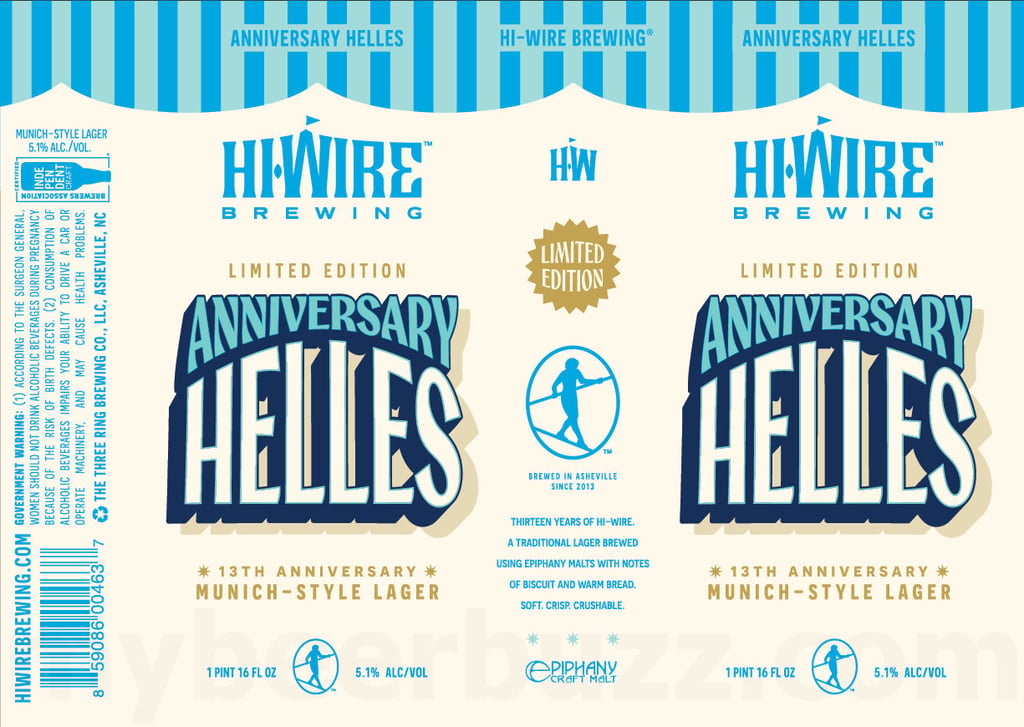 Hi-Wire Brewing Adding Anniversary Helles Limited Edition Cans